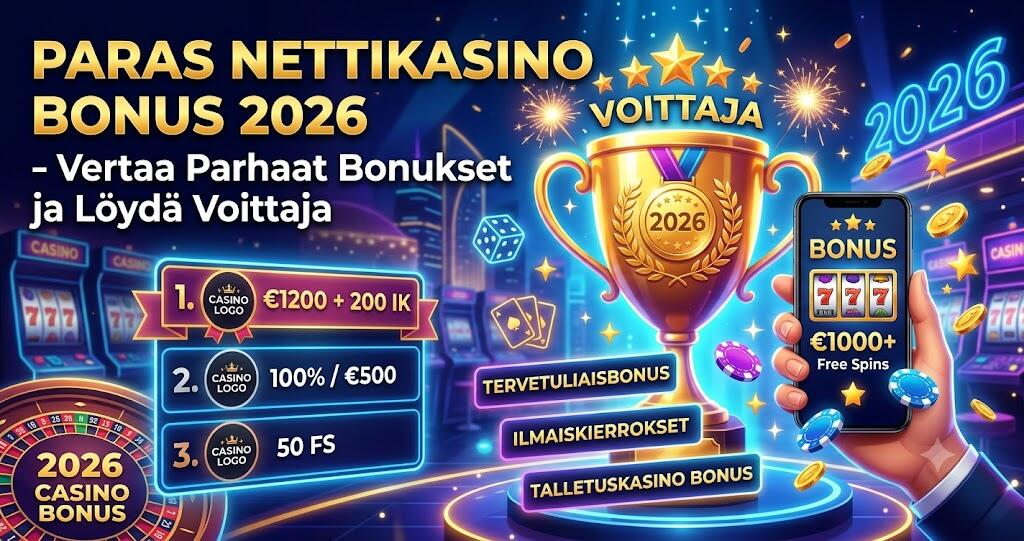 Paras nettikasino bonus 2026 -Vertaa parhaat bonukset ja löydä voittaja